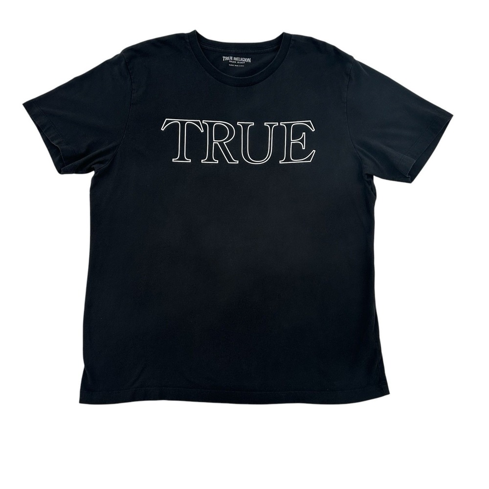 True Religion Black TRUE RLGN Graphic T-Shirt Short Sleeve Cotton Tee Mens XL